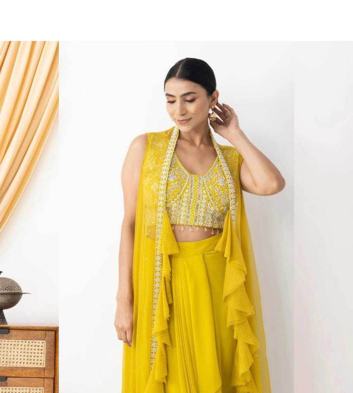 Georgette Indo-Western Bell Sleeve Kurti - MYLUXURY LANE ENTERPRISE
